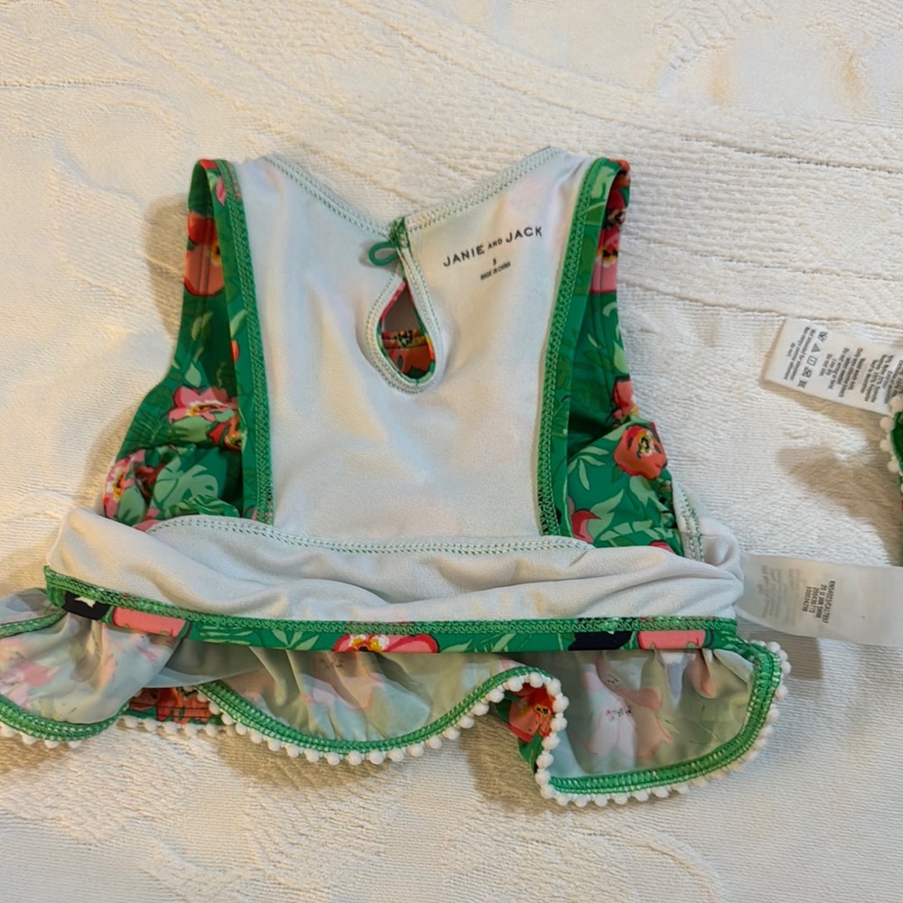 Janie and Jack Green Tropical Kids Bikini - Picture 6 of 7